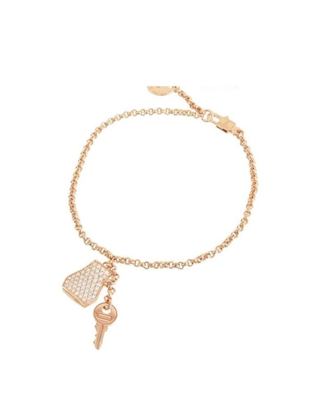 Hermes Kelly Clochette PM Pink Gold 18k Diamond Bracelet